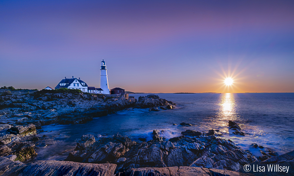 Daybreak at Portland Headlight by Lisa Willsey