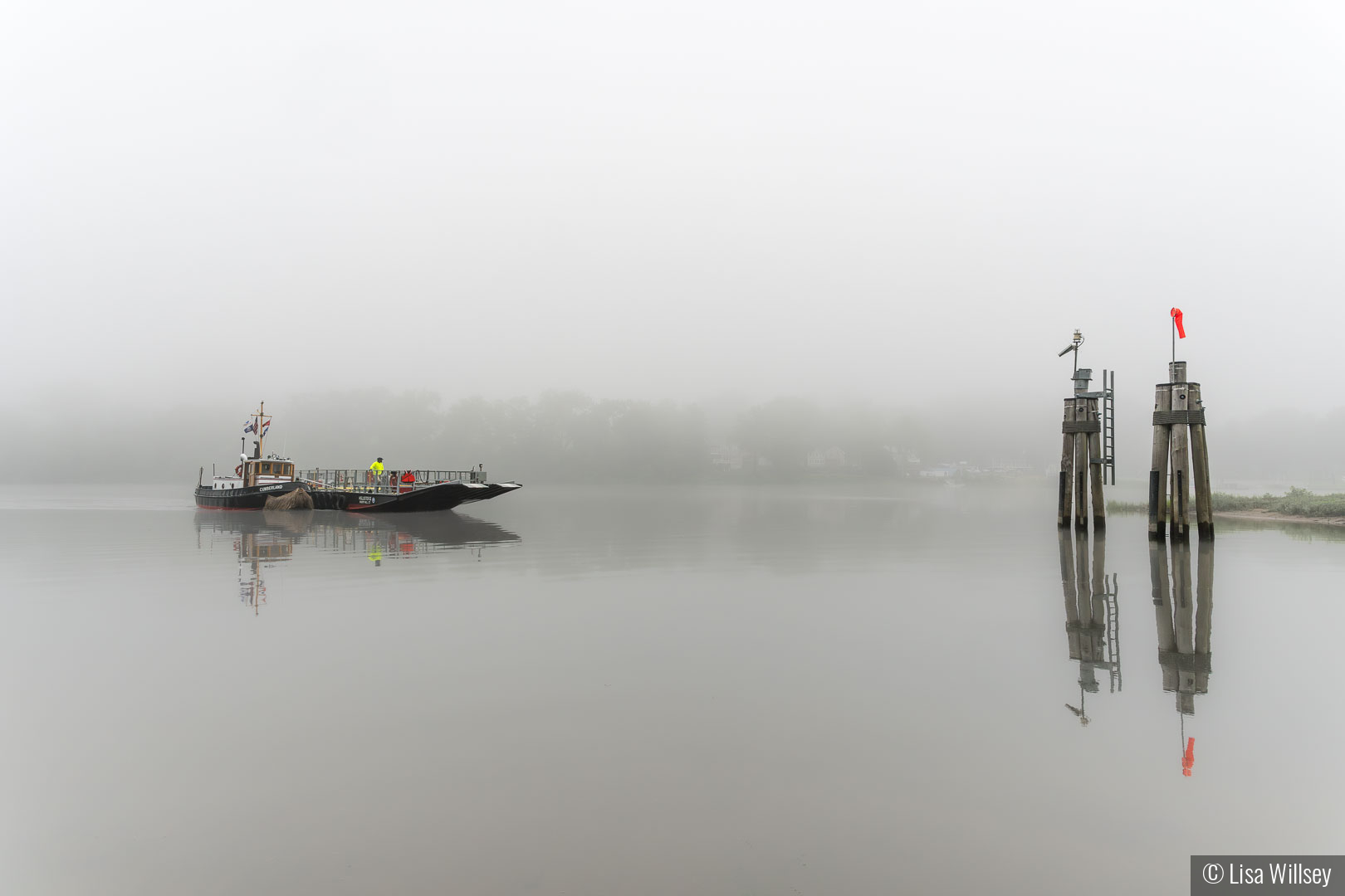 Ferry In Fog by Lisa Willsey