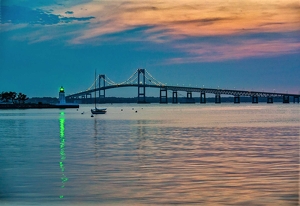 Goat Island Lighthouse, Newport Harbor, Rhode Island - Photo by Jim Kahnweiler